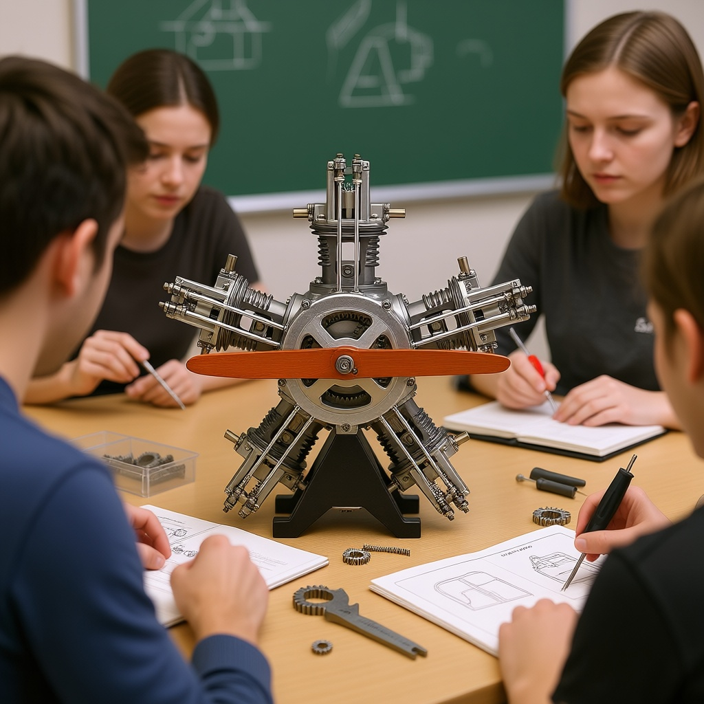 Kit de modèle de moteur radial 5 cylindres TECHING - Moteur d'avion entièrement en métal 1:6 - Construisez votre propre moteur radial