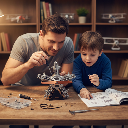 Kit de modèle de moteur radial 5 cylindres TECHING - Moteur d'avion entièrement en métal 1:6 - Construisez votre propre moteur radial