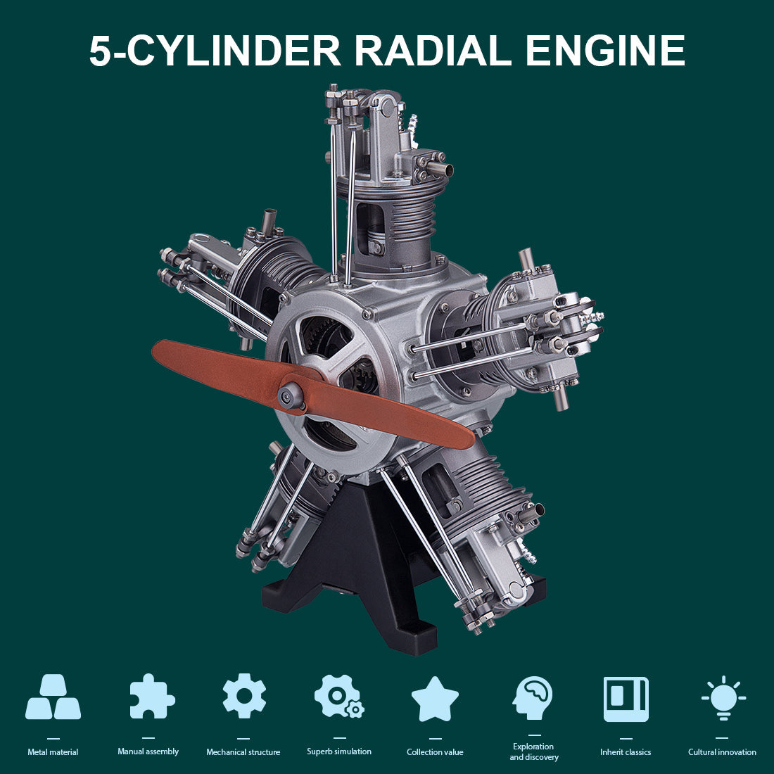 TECHING 5 Cylinder Radial Engine Model Kit 1 6 Full Metal Aircraft E Enginekitor