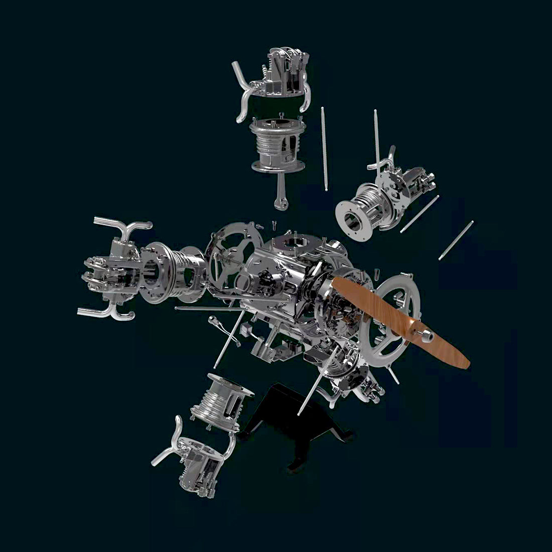 enginekitor-teching-5-cylinder-radial-engine-model-kit-1-6-full-metal-aircraft-engine-build-your-own-radial-engine