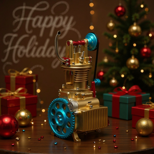 TECHING All-metal Single-cylinder Car Engine Assembly Kit for Collection and Gift