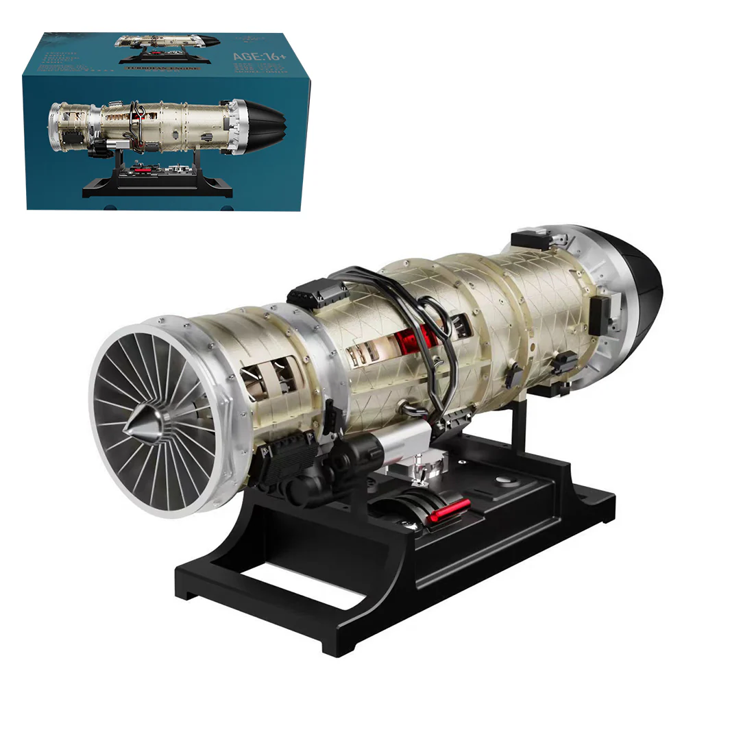 TECHING DM135 Turbojet Engine Model Kit – 1/10 Full Metal Twin Rotor Jet Engine with 600+ Parts
