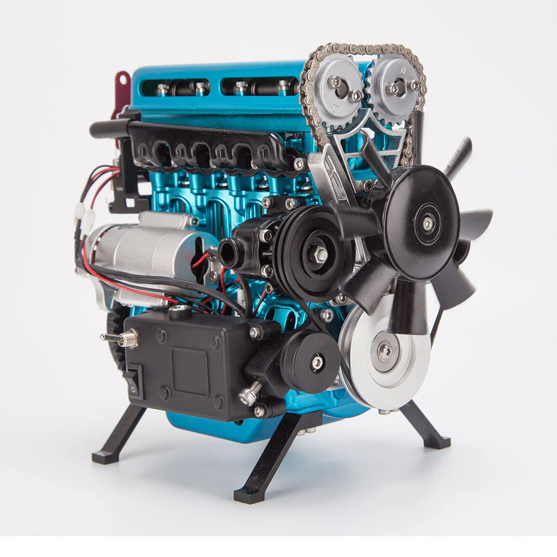 Kit de modèle de moteur L4 entièrement en métal TECHING Kit de moteur 4 cylindres Modèle de moteur de voiture Version améliorée