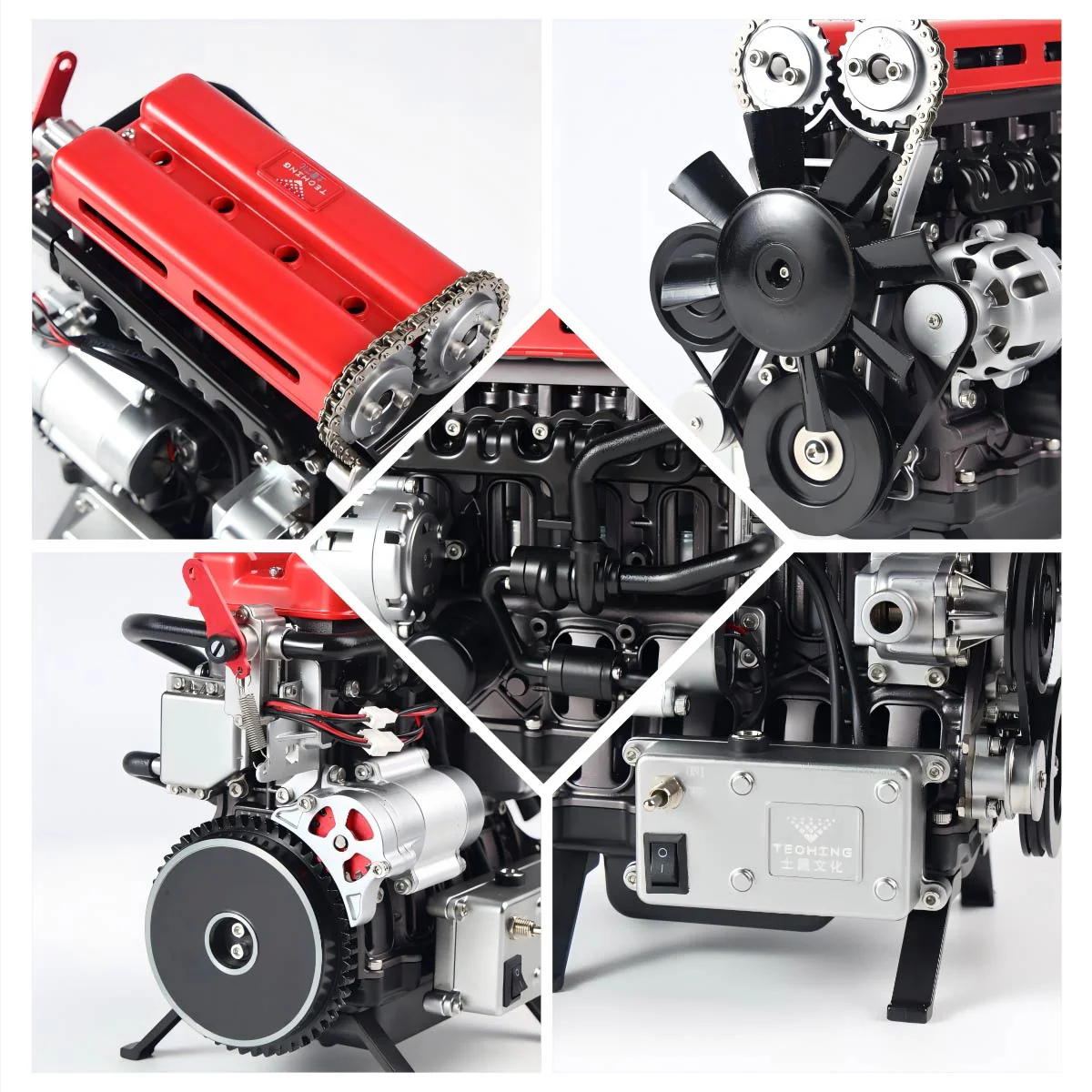 TECHING L4 Turbocharged 4-Cylinder Full Metal Engine Model Kit – DIY Assembly for STEM Learning & Collector Display
