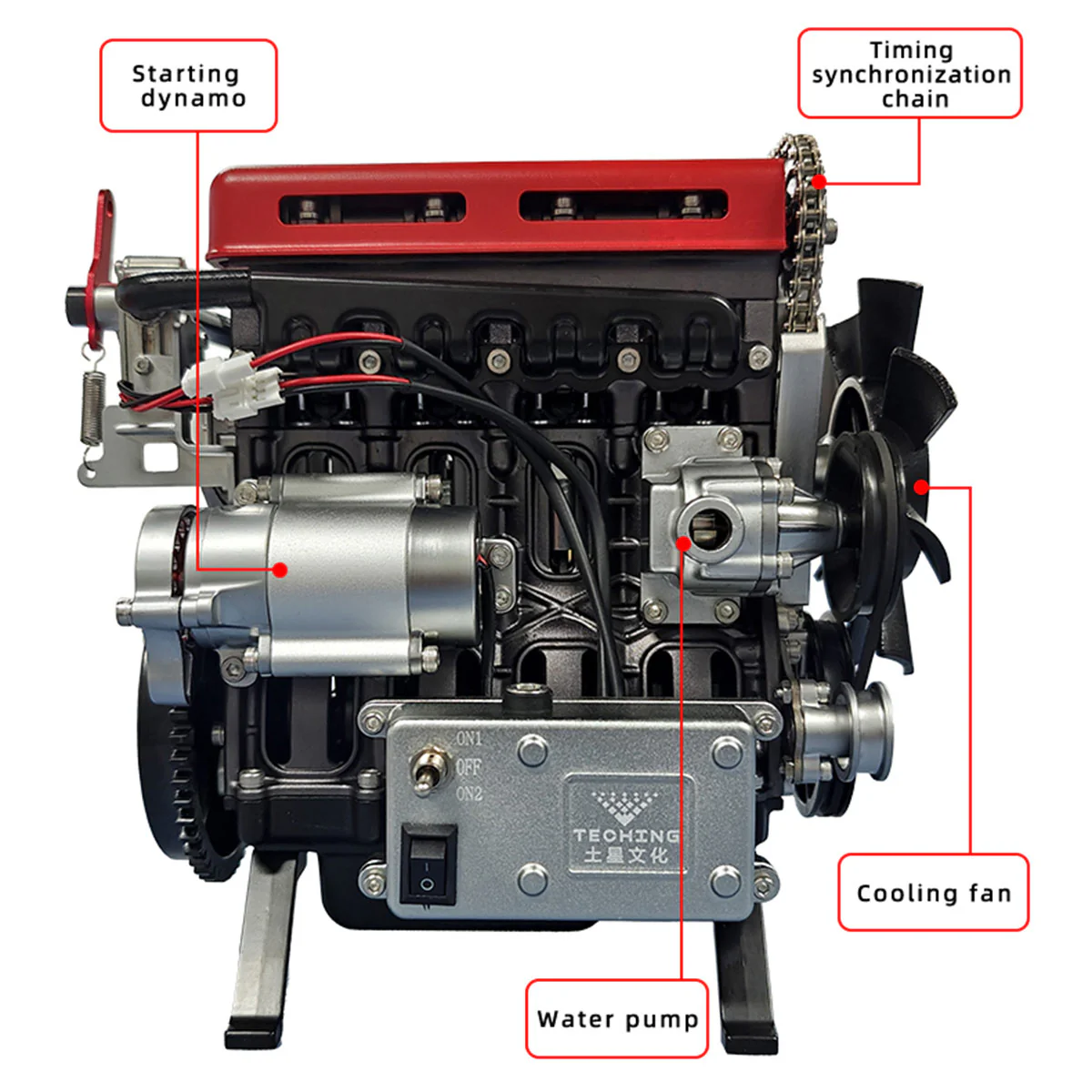 TECHING L4 Turbocharged 4-Cylinder Full Metal Engine Model Kit – DIY Assembly for STEM Learning & Collector Display