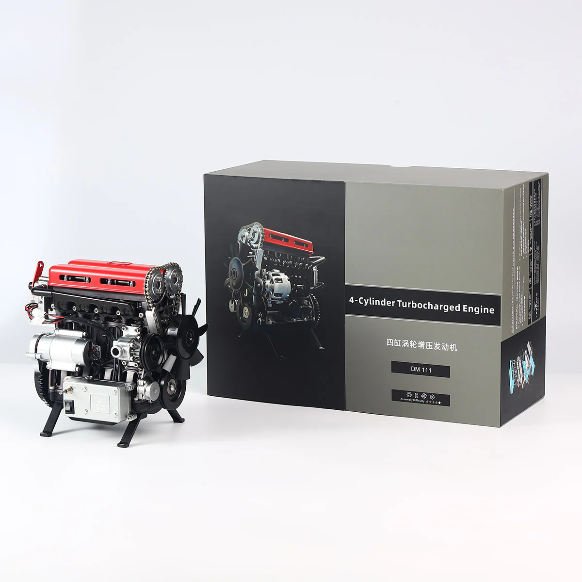 TECHING L4 Turbocharged 4-Cylinder Full Metal Engine Model Kit – DIY Assembly for STEM Learning & Collector Display