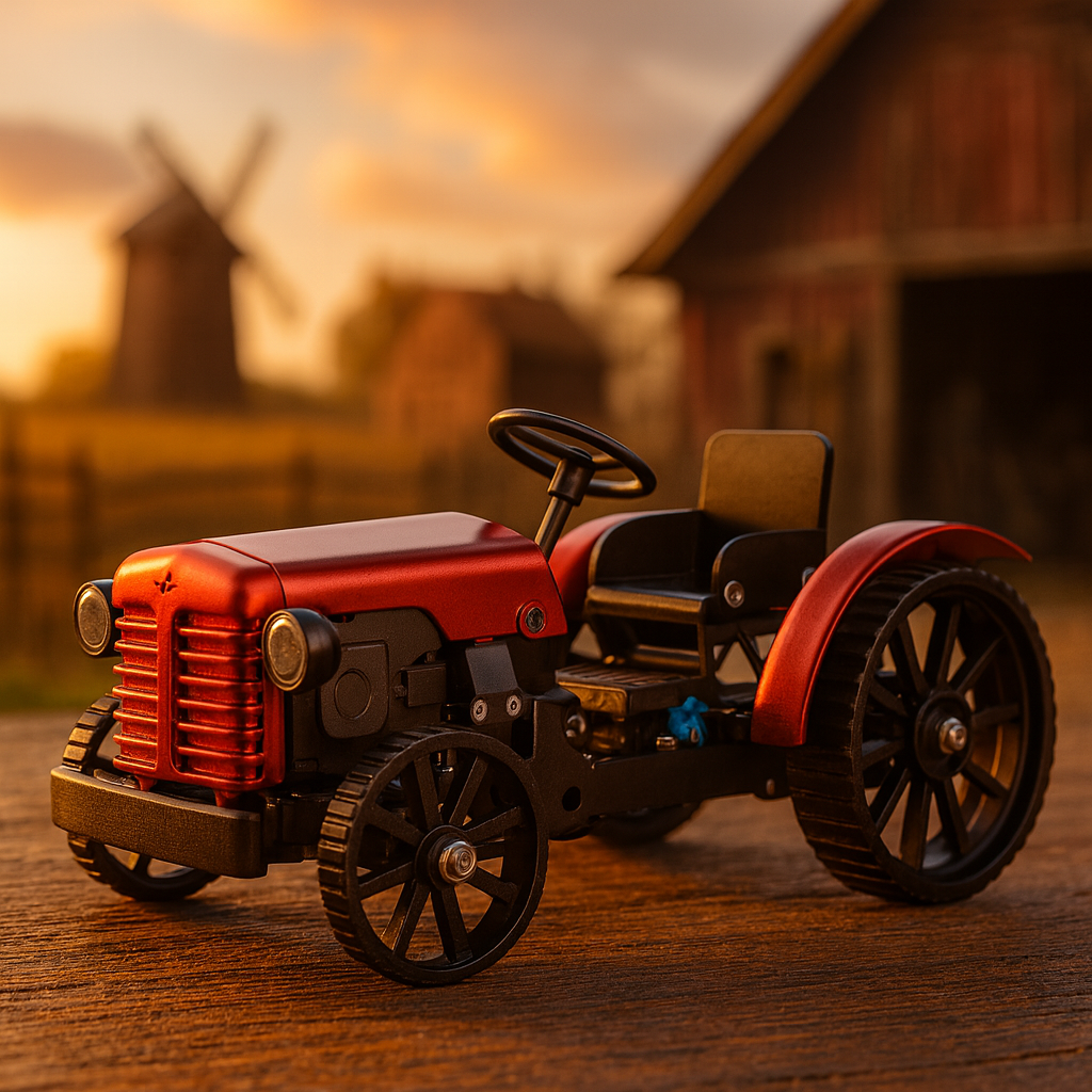 TECHING Mini APP-Controlled DIY Assembly Metal Red Tractor Model Remote Control Educational Toy & Gift Collection