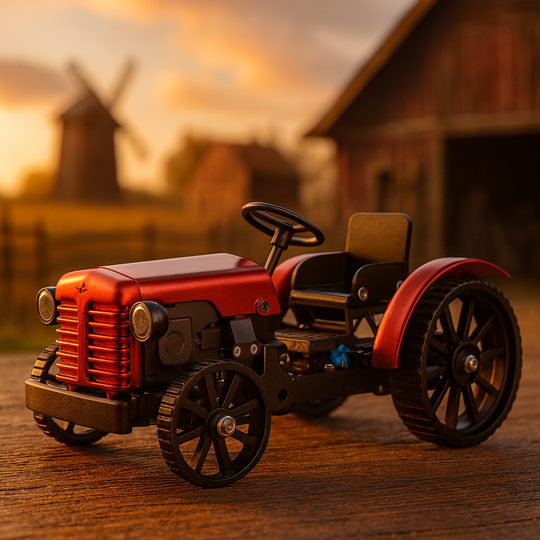 TECHING Mini APP-Controlled DIY Assembly Metal Red Tractor Model Remote Control Educational Toy & Gift Collection