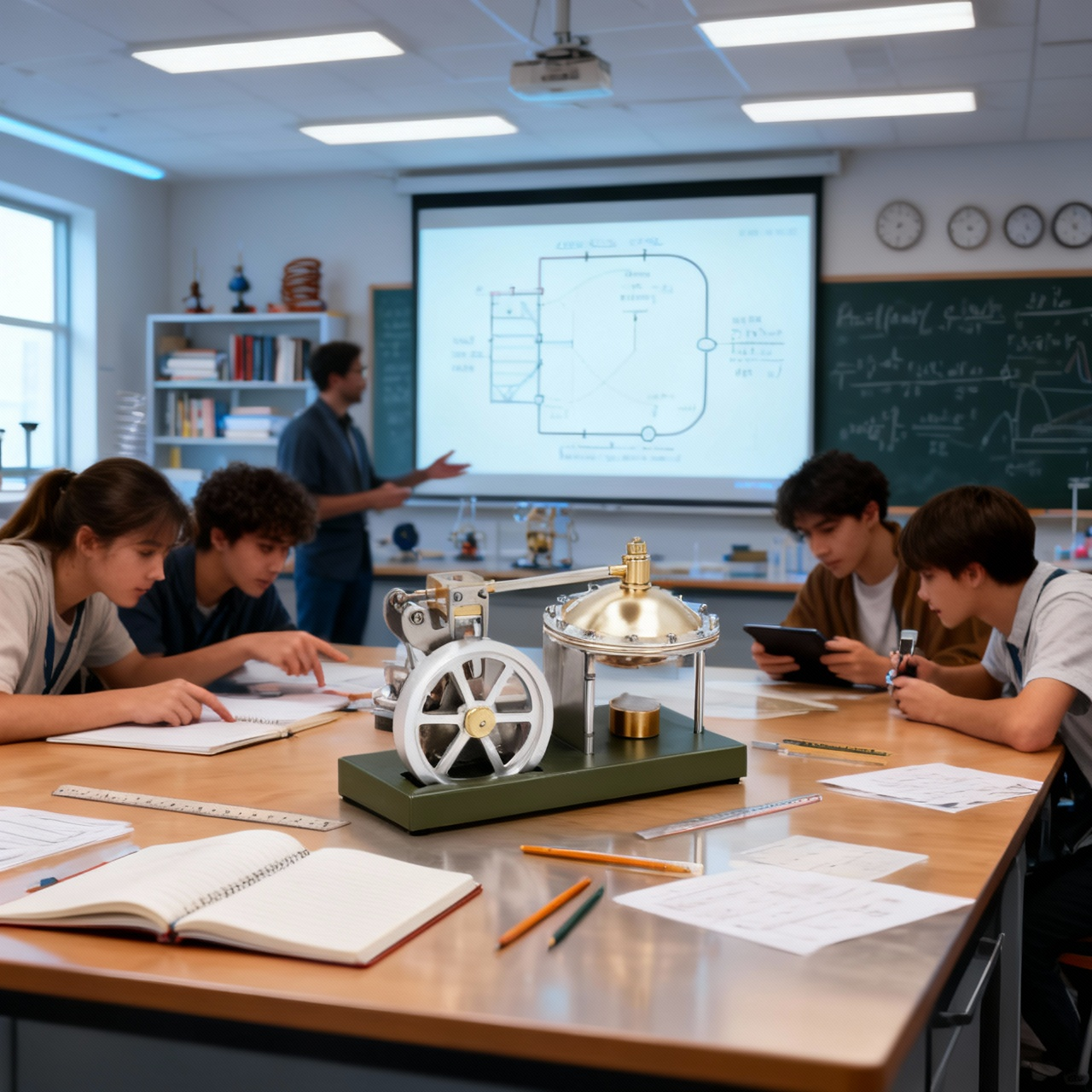 Maqueta de motor de vapor TM: motor mecánico educativo STEM para el aprendizaje