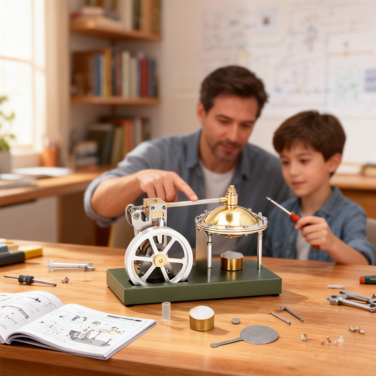 Maqueta de motor de vapor TM: motor mecánico educativo STEM para el aprendizaje