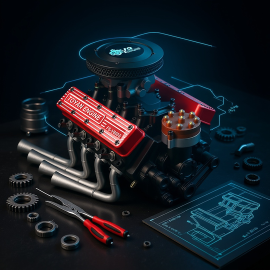 TOYAN V8 Engine FS-V800WGPC 28cc OHV Gasoline Engine V8 Engine Model Kit - Build Your Own Engine