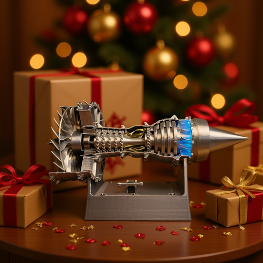 ENGINEKITOR TR900 1/16 Silver Color Turbofan Engine Model Kit with Pushrod Contact Points, Lighting, and Rechargeable Aviation Model Kit