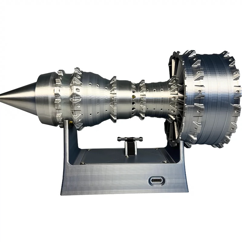 Kit de modèle de moteur turboréacteur couleur argent ENGINEKITOR TR900 1/16 avec points de contact de tige de poussée, éclairage et kit de modèle d'aviation rechargeable
