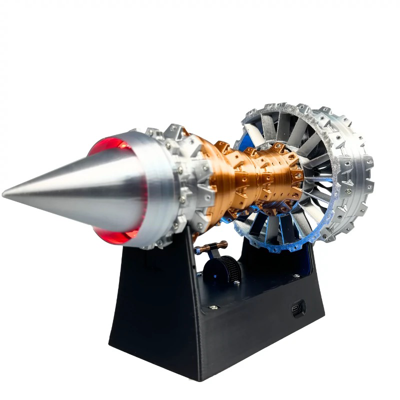 ENGINEKITOR TR900 Turbofan Engine Model Kit Magnetic Base Twin Light Aeromodelling Kit Rechargeable with Illuminated Version For Gift