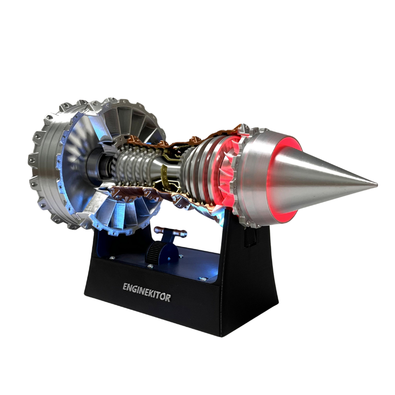 ENGINEKITOR TR900 Turbofan Engine Model Kit Magnetic Base Twin Light Aeromodelling Kit Rechargeable with Illuminated Version For Gift