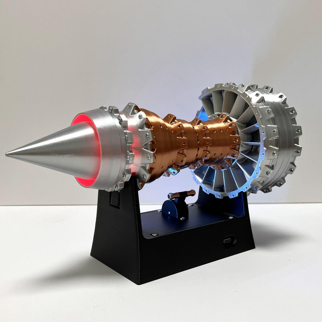 ENGINEKITOR TR900 Turbofan Engine Model Kit Magnetic Base Twin Light Aeromodelling Kit Rechargeable with Illuminated Version For Gift