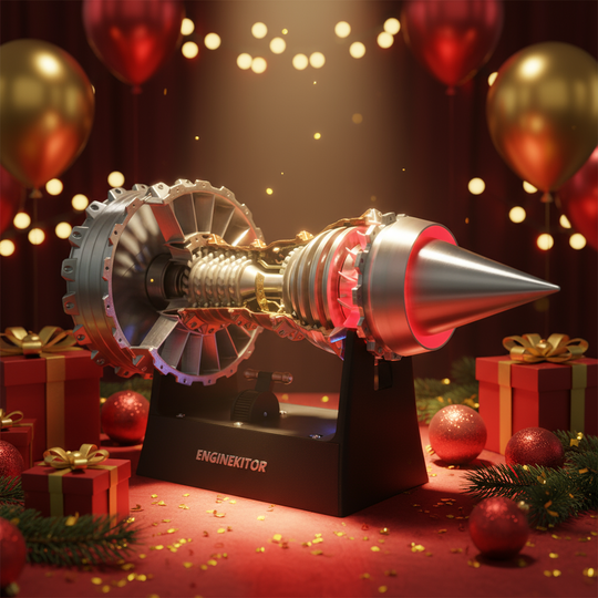 ENGINEKITOR TR900 Turbofan Engine Model Kit Magnetic Base Twin Light Aeromodelling Kit Rechargeable with Illuminated Version For Gift