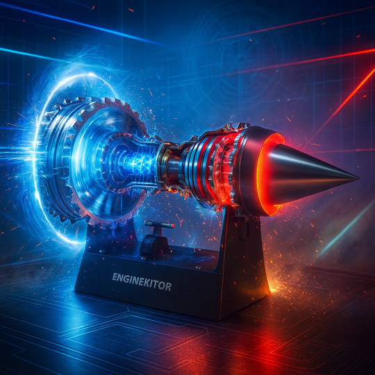 ENGINEKITOR TR900 Turbofan Engine Model Kit Magnetic Base Twin Light Aeromodelling Kit Rechargeable with Illuminated Version For Gift