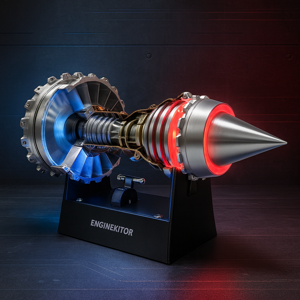 ENGINEKITOR TR900 Turbofan Engine Model Kit Magnetic Base Twin Light Aeromodelling Kit Rechargeable with Illuminated Version For Gift