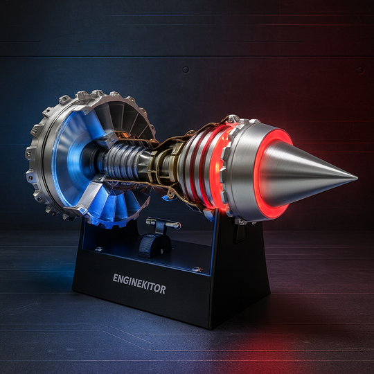 ENGINEKITOR TR900 Turbofan Engine Model Kit Magnetic Base Twin Light Aeromodelling Kit Rechargeable with Illuminated Version For Gift