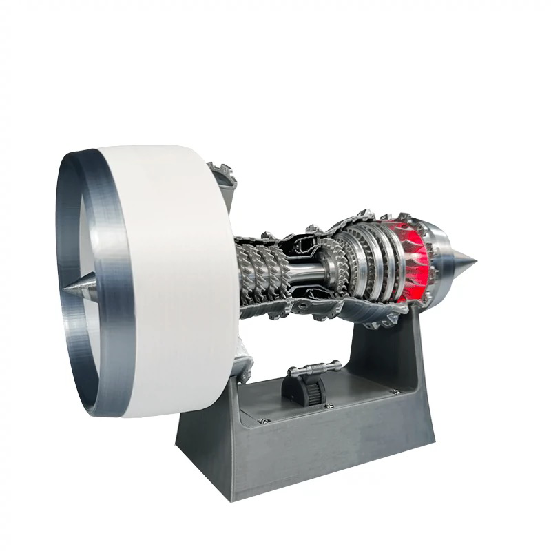 ENGINEKITOR TR900 Turbofan Engine Model Kit White Case Pusher Turbofan Engine Model Rechargeable with Light Version