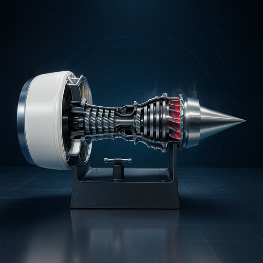 ENGINEKITOR TR900 Turbofan Engine Model Kit White Case Pusher Turbofan Engine Model Rechargeable with Light Version