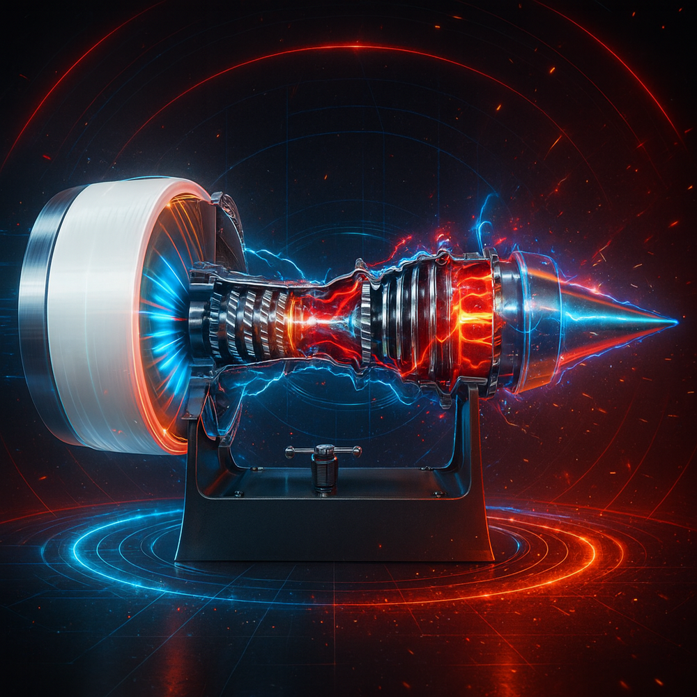 ENGINEKITOR TR900 Turbofan Engine Model Kit White Case Pusher Turbofan Engine Model Rechargeable with Light Version