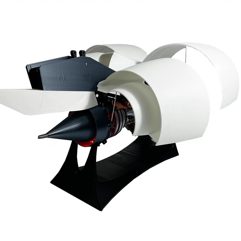 ENGINEKITOR TR900 White Shell Turbofan Engine Model Kit - Aviation Simulation Engine Model with Adjustable Speed and Dual Light Design