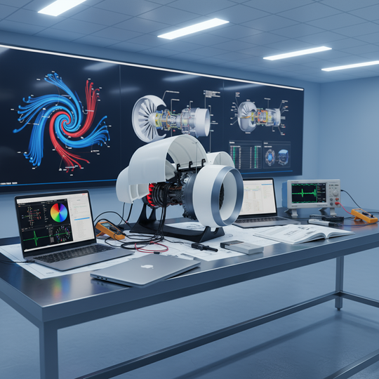 ENGINEKITOR TR900 White Shell Turbofan Engine Model Kit - Aviation Simulation Engine Model with Adjustable Speed and Dual Light Design
