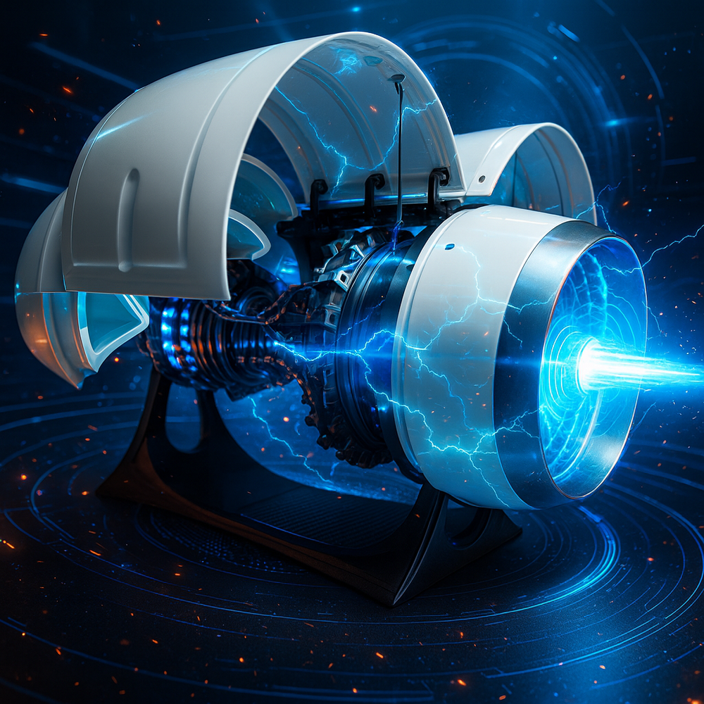 ENGINEKITOR TR900 White Shell Turbofan Engine Model Kit - Aviation Simulation Engine Model with Adjustable Speed and Dual Light Design