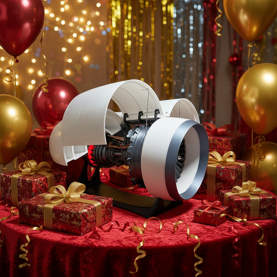 ENGINEKITOR TR900 White Shell Turbofan Engine Model Kit - Aviation Simulation Engine Model with Adjustable Speed and Dual Light Design
