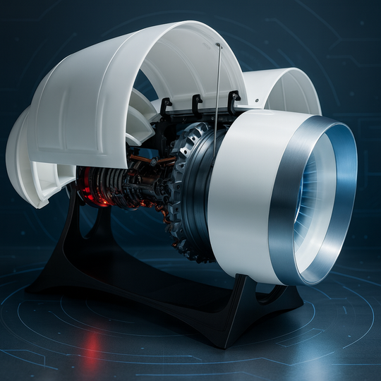 ENGINEKITOR TR900 White Shell Turbofan Engine Model Kit - Aviation Simulation Engine Model with Adjustable Speed and Dual Light Design