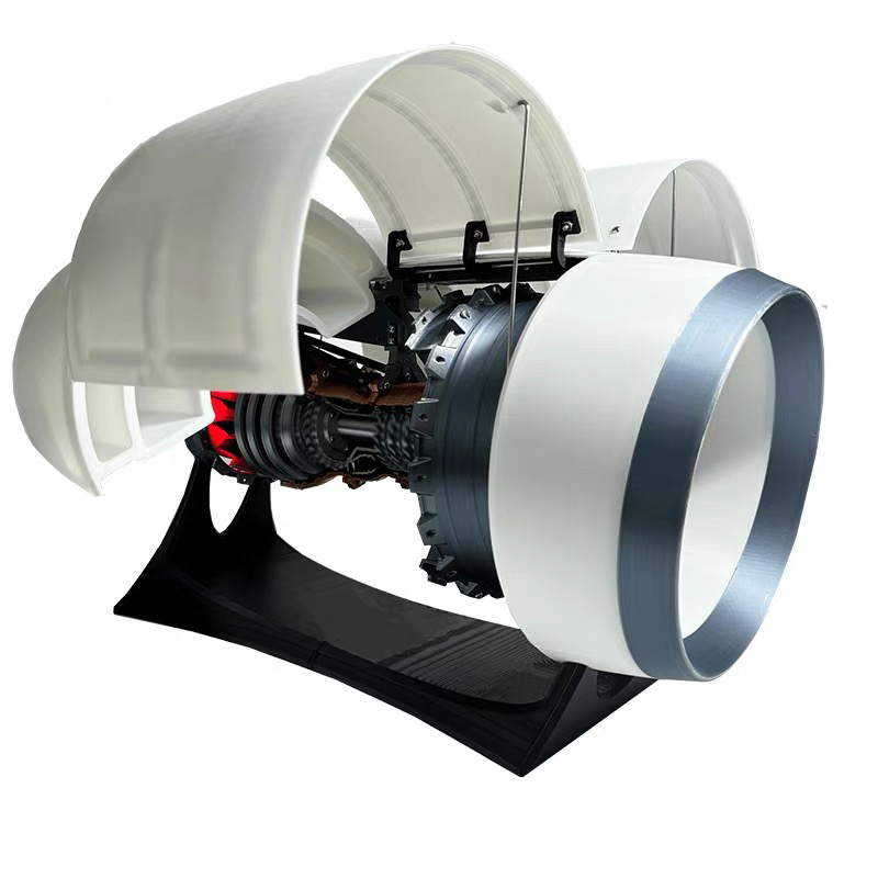 ENGINEKITOR TR900 White Shell Turbofan Engine Model Kit - Aviation Simulation Engine Model with Adjustable Speed and Dual Light Design