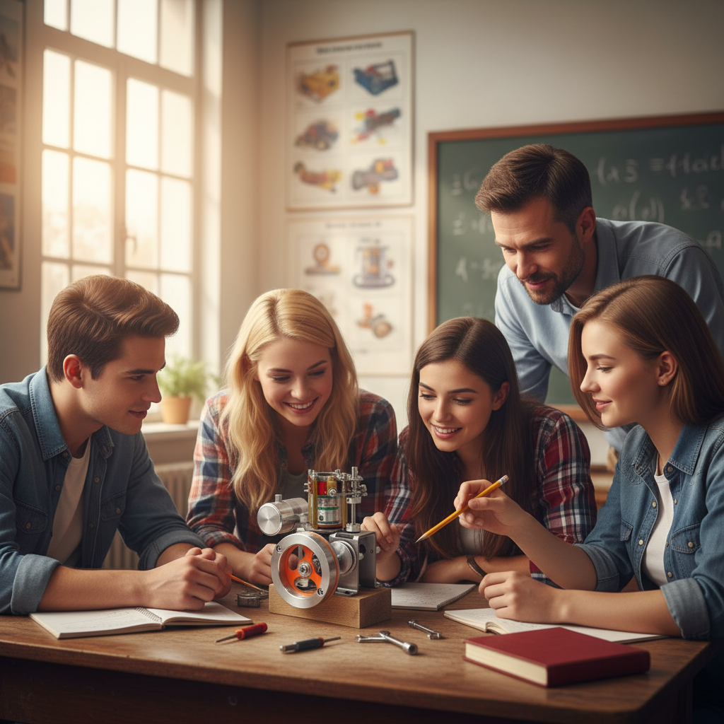 ENGINEKITOR Transparent Cylinder Single-Cylinder 4-Stroke Engine Model – Full Metal Visible Internal Combustion Engine for STEM Learning, Teaching, and Collector Display