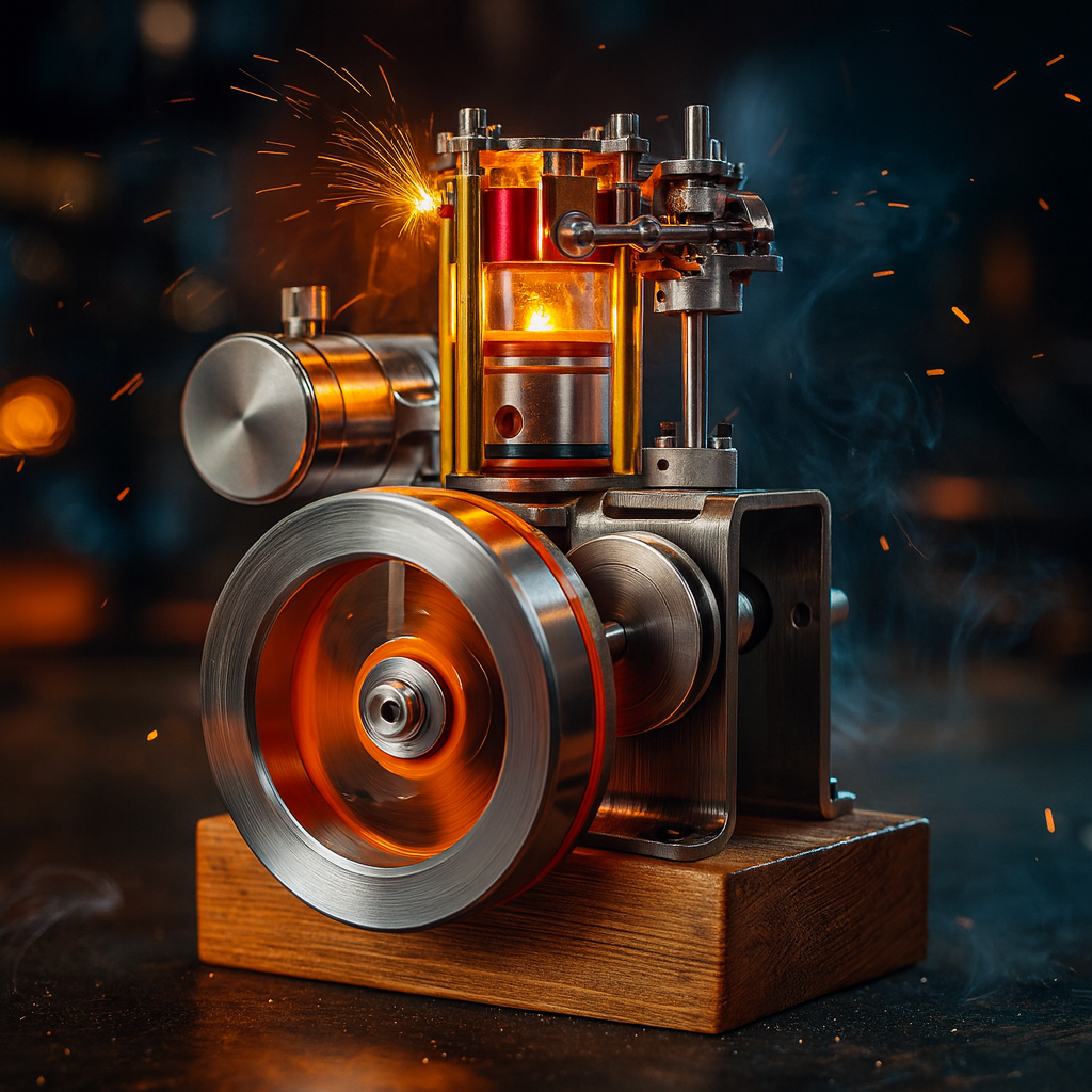 ENGINEKITOR Transparent Cylinder Single-Cylinder 4-Stroke Engine Model – Full Metal Visible Internal Combustion Engine for STEM Learning, Teaching, and Collector Display