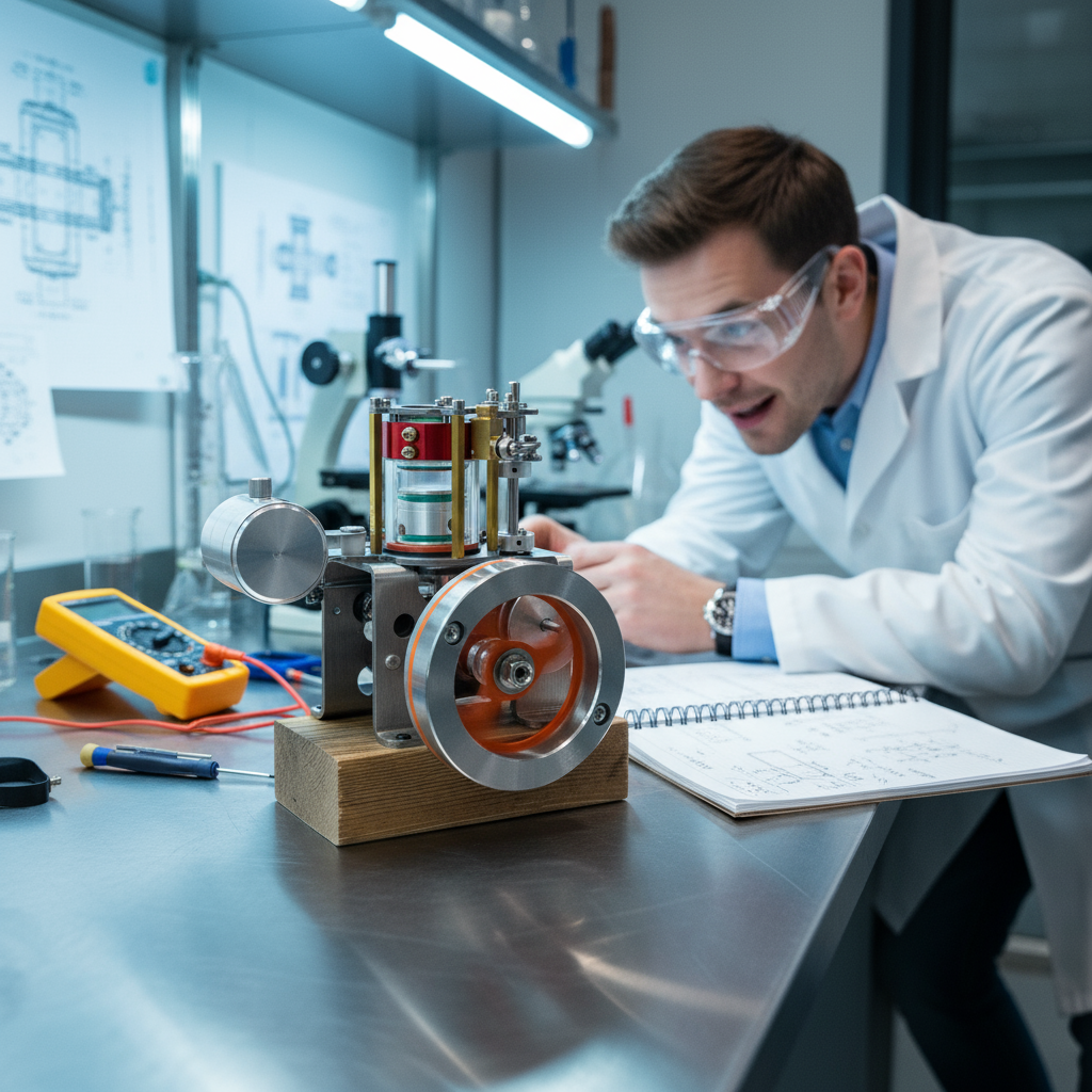 ENGINEKITOR Transparent Cylinder Single-Cylinder 4-Stroke Engine Model – Full Metal Visible Internal Combustion Engine for STEM Learning, Teaching, and Collector Display