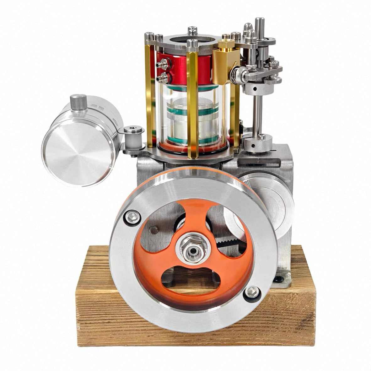 ENGINEKITOR Transparent Cylinder Single-Cylinder 4-Stroke Engine Model – Full Metal Visible Internal Combustion Engine for STEM Learning, Teaching, and Collector Display