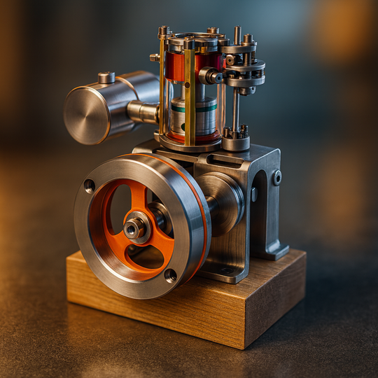 ENGINEKITOR Transparent Cylinder Single-Cylinder 4-Stroke Engine Model – Full Metal Visible Internal Combustion Engine for STEM Learning, Teaching, and Collector Display