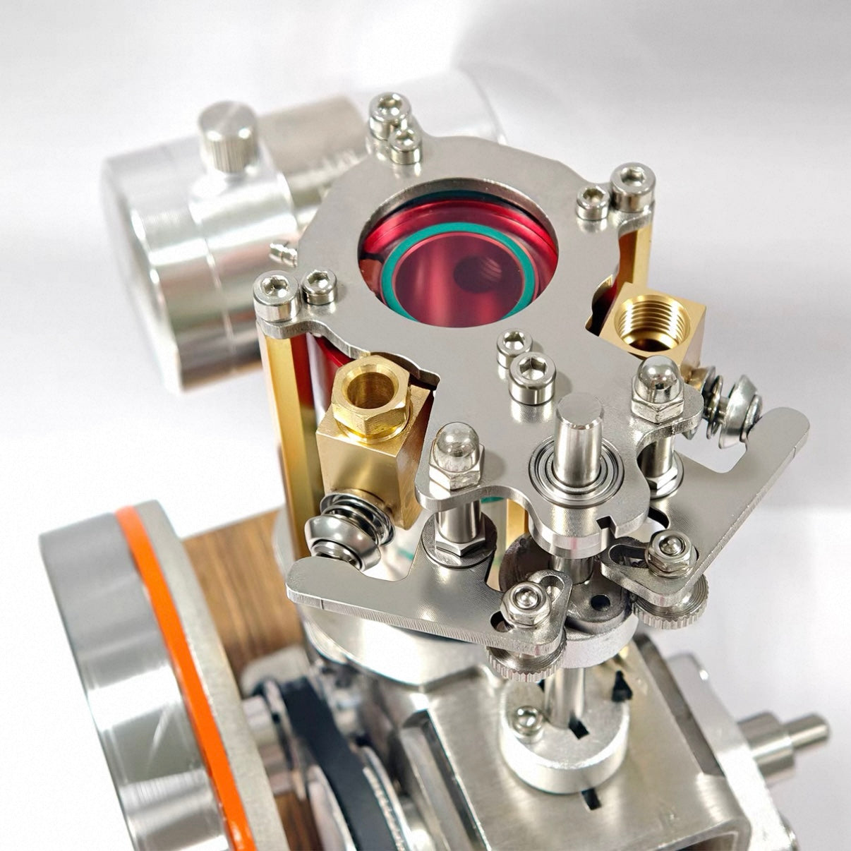 ENGINEKITOR Transparent Cylinder Single-Cylinder 4-Stroke Engine Model – Full Metal Visible Internal Combustion Engine for STEM Learning, Teaching, and Collector Display