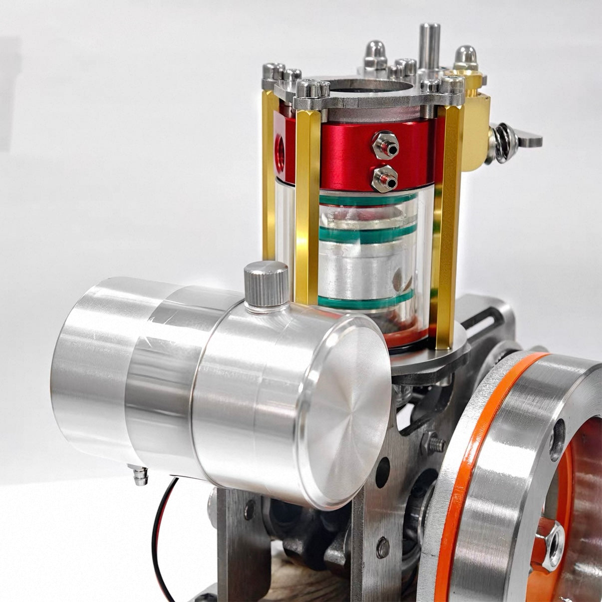 ENGINEKITOR Transparent Cylinder Single-Cylinder 4-Stroke Engine Model – Full Metal Visible Internal Combustion Engine for STEM Learning, Teaching, and Collector Display