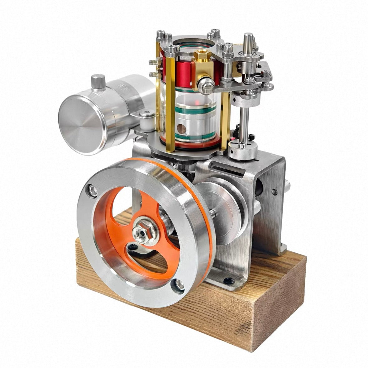 ENGINEKITOR Transparent Cylinder Single-Cylinder 4-Stroke Engine Model – Full Metal Visible Internal Combustion Engine for STEM Learning, Teaching, and Collector Display