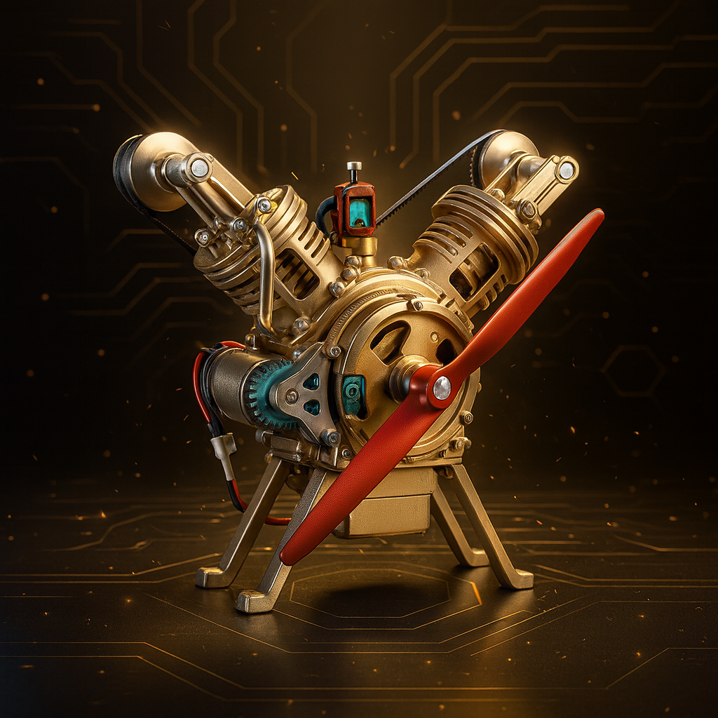 TECHING V2 Engine Assembly Kit Full Metal VTwin Double-Cylinder Engine Model Kit for Collecting/Decorating/Education