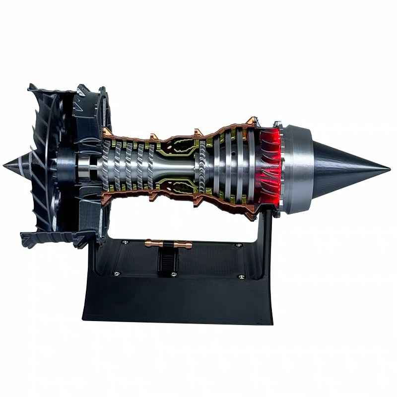 Kit de modèle de moteur turboréacteur ENGINEKITOR TR900 1/16 avec points de contact de tige de poussée, éclairage et kit de modèle d'aviation rechargeable
