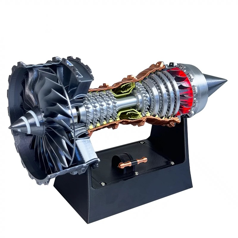 Kit de modèle de moteur turboréacteur ENGINEKITOR TR900 1/16 avec points de contact de tige de poussée, éclairage et kit de modèle d'aviation rechargeable