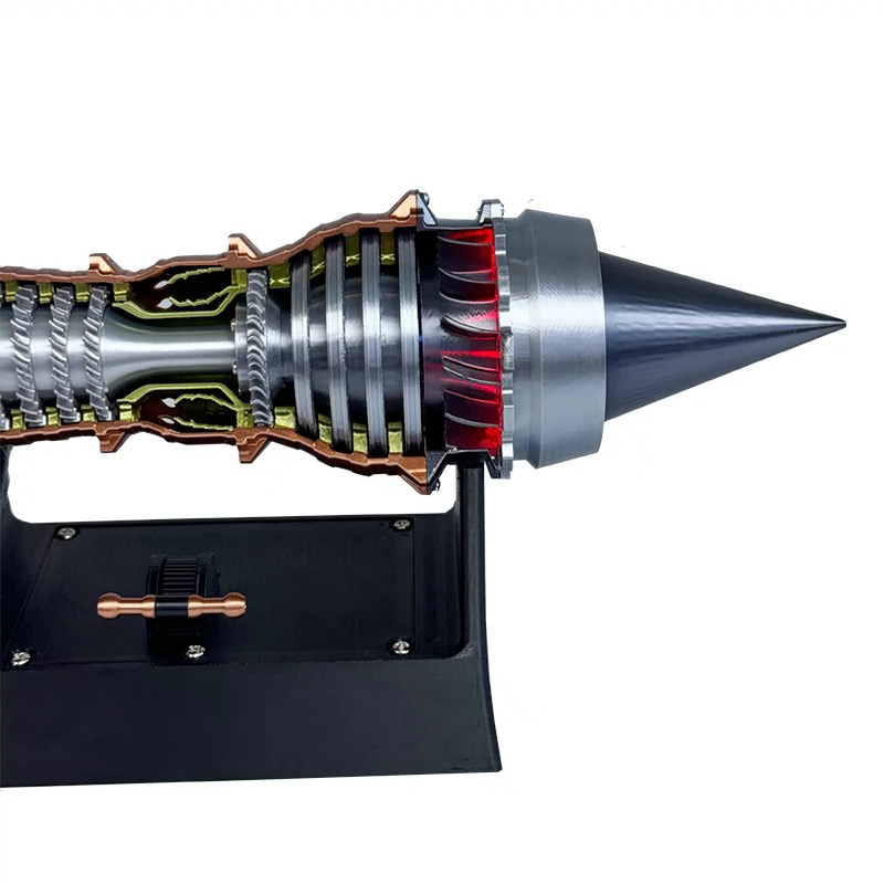 Kit de modèle de moteur turboréacteur ENGINEKITOR TR900 1/16 avec points de contact de tige de poussée, éclairage et kit de modèle d'aviation rechargeable