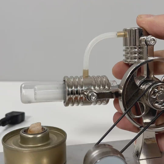 ENGINEKITOR L-Type Stirling Engine Model with Power Generation & LED Light - Build Your Engine Model