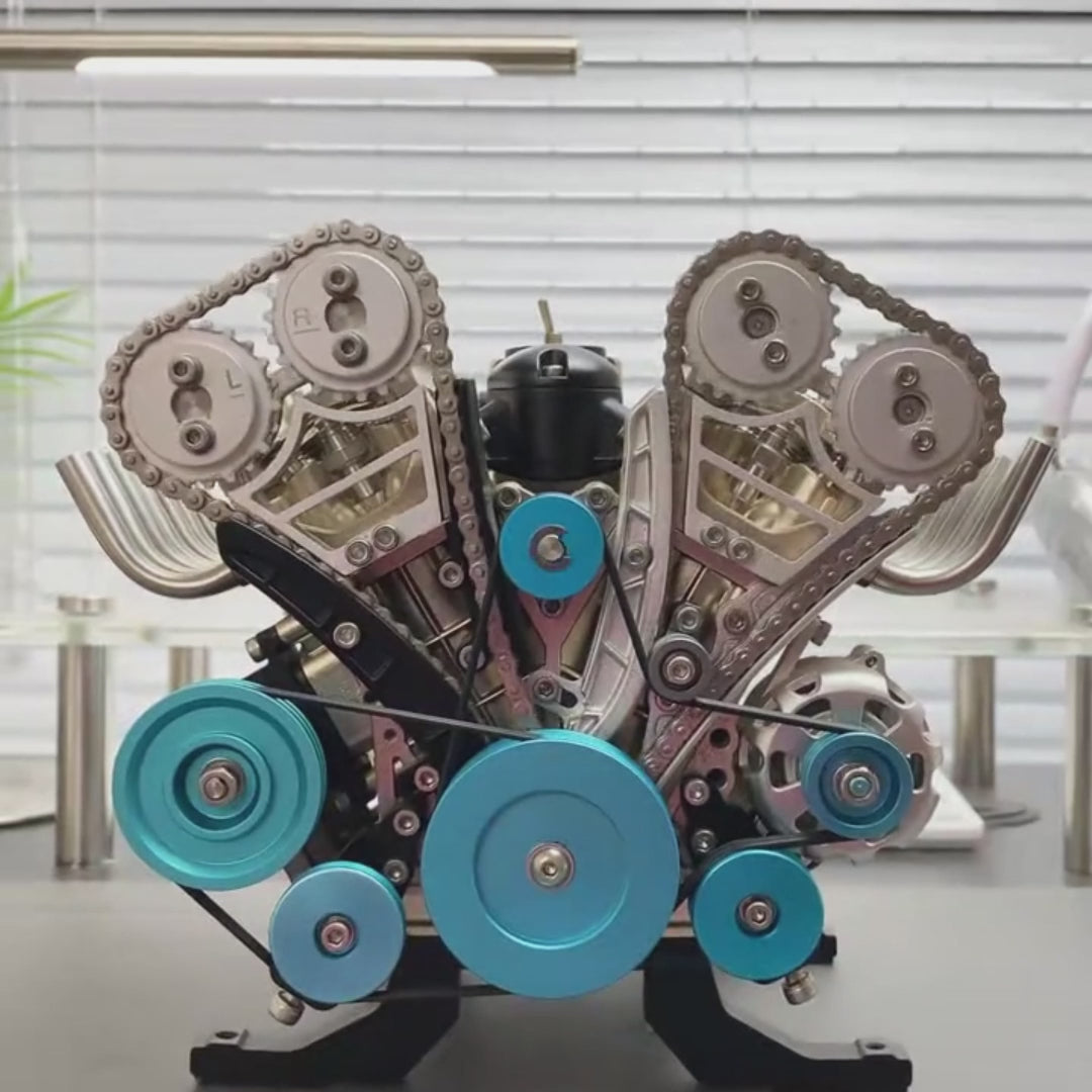 TECHING 1:3 Full Metal V8 Car Engine Model Kit - DIY Mechanical Assembly Educational Toy with 500+ Pcs - Build Your Own Engine