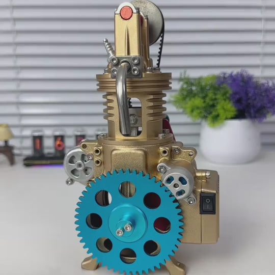 TECHING All-metal Single-cylinder Car Engine Assembly Kit for Collection and Gift