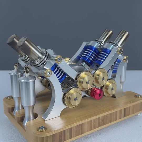 Stirling Four-Cylinder Engine Generator For Scientific Experiments And Education - Build Your Own Engine