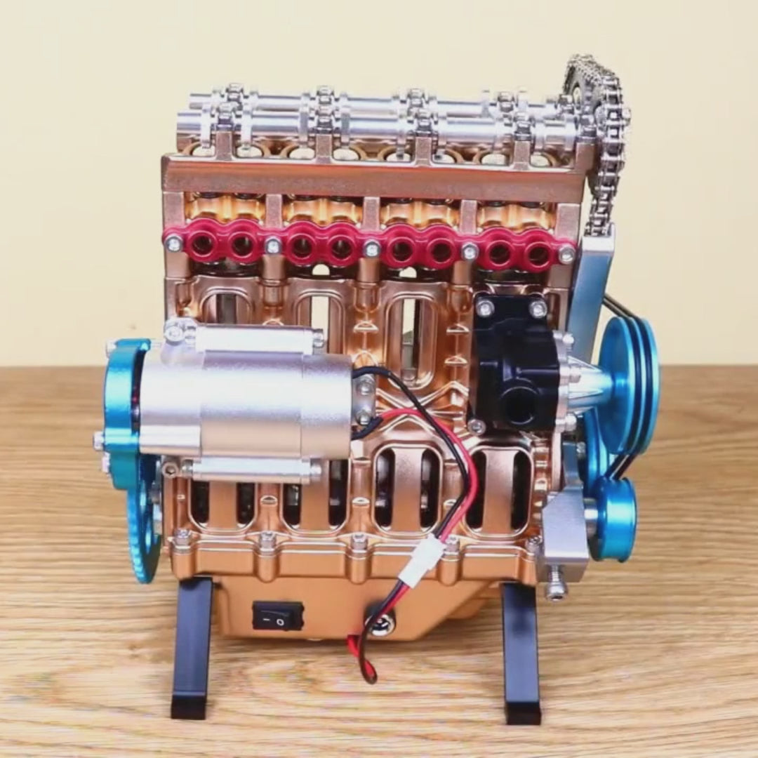 Kit de modelo de motor V4 de metal TECHING, kit de ensamblaje de motor de automóvil de 4 cilindros: ideal para investigación, educación y regalos industriales.